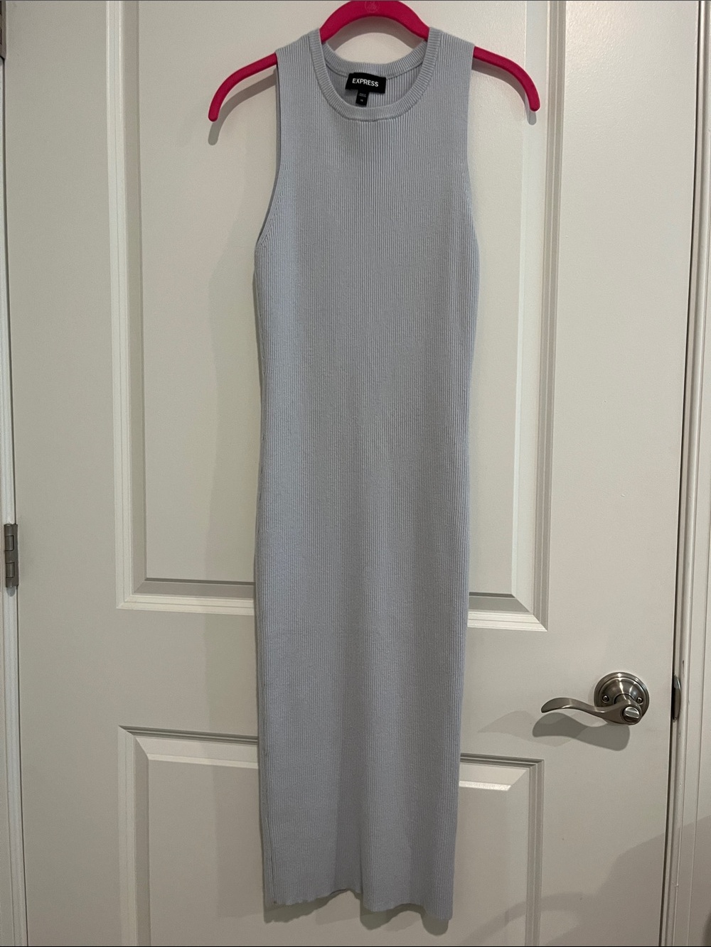 Express Pale Blue Ribbed Sleeveless Maxi Dress